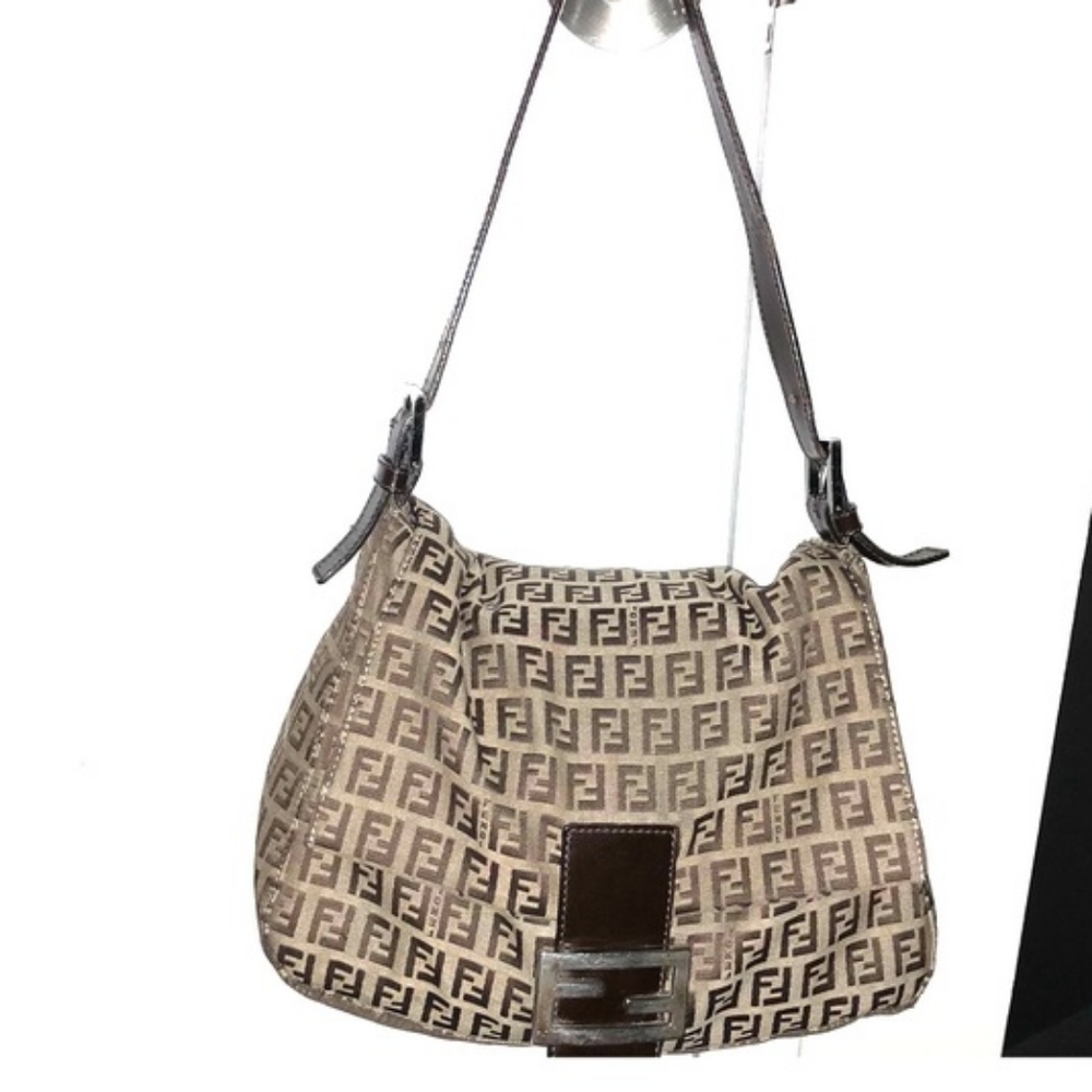 Fendi, Fendi Brown Zucchino Canvas Mamma Forever S